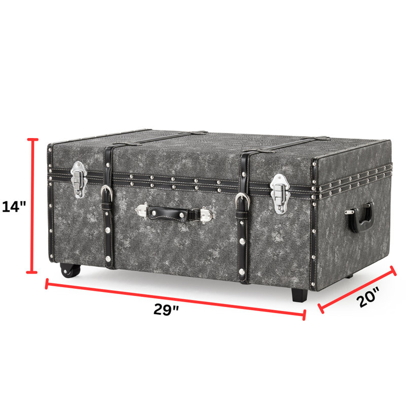 Texture Storage Trunk with Wheels - Marbled Pattern, Jeans Black