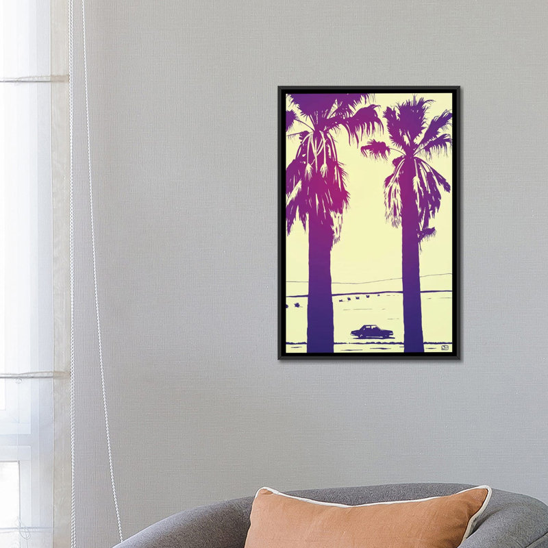 « palms » par giuseppe cristiano, peinture sur toile tendue, H 26 po x l 18 po x P 1,5 po, Toile avec cadre noir