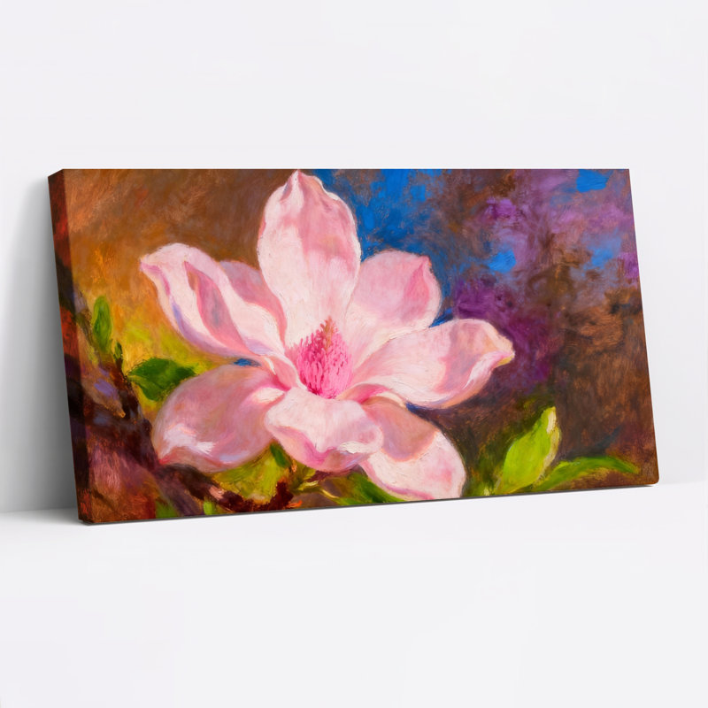 «Pink Magnolia Flower», reproduction d'art sur toile tendue sur toile, H 28 po x l 58 po