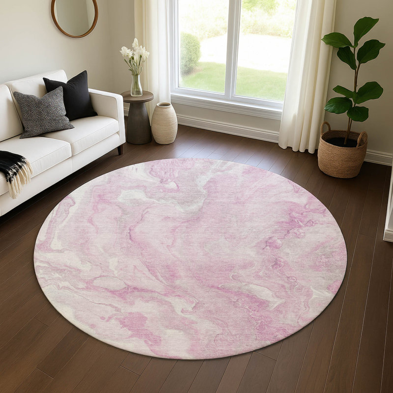 Premium Machine Washable Varroville AMF1707 Abstract Rug, Round 8'