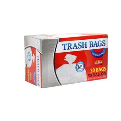 30 Gallon Clear Plastic Trash Bags - Disposable, Durable Trash Bags With Twist Ties For Large Cleanups, Storage And Waste Management - Perfect For Home, Office, Kitchen, Commercial Use (30)