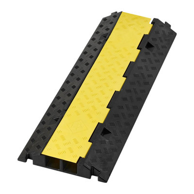 Heavy Duty Cable Protector Ramp - 22,000 Lbs/axle Capacity, Dual-channel Rubber Cord Cover With Flip-open Top, Non-slip Speed Bump For Indoor & Outdoor Use