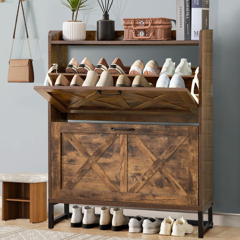 Shoe Cabinet, Brown Wood