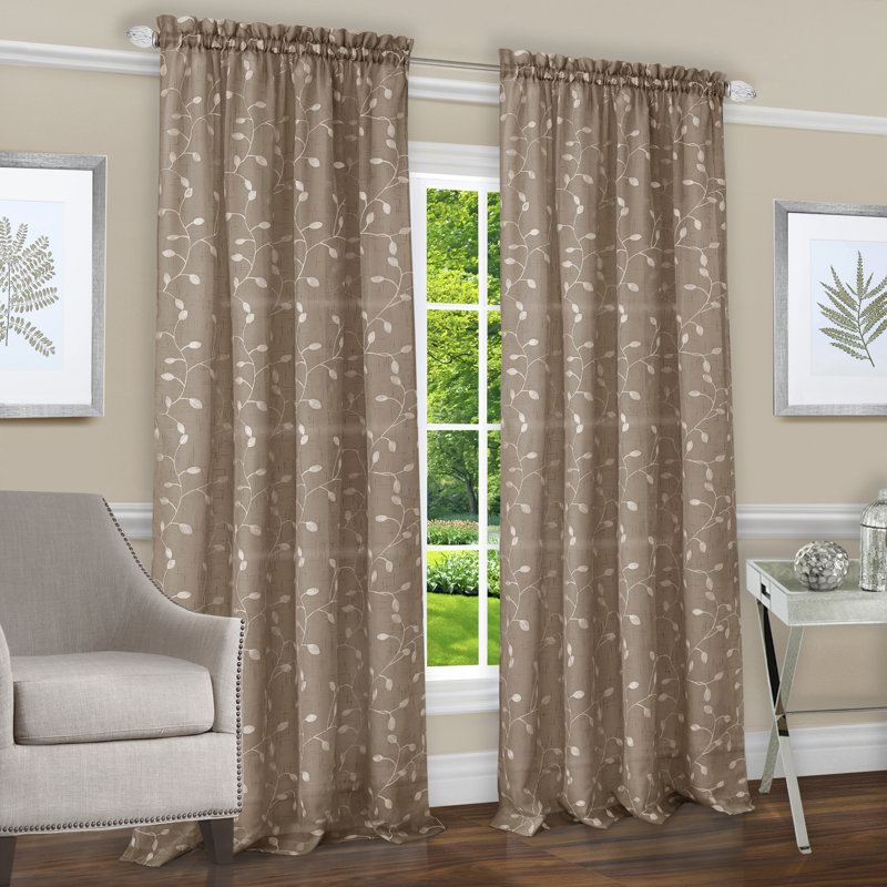 Clancy Semi Sheer Curtain Single Panel, 50" W x 84" L, Taupe