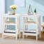 Lit double en métal avec 2 tables de chevet blanches - ensemble de chambre à coucher moderne 3 pièces-947535289-947535287