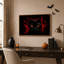 Art sur toile, "Chat noir avec yeux orange brillants et éclats rouges"-1753799125