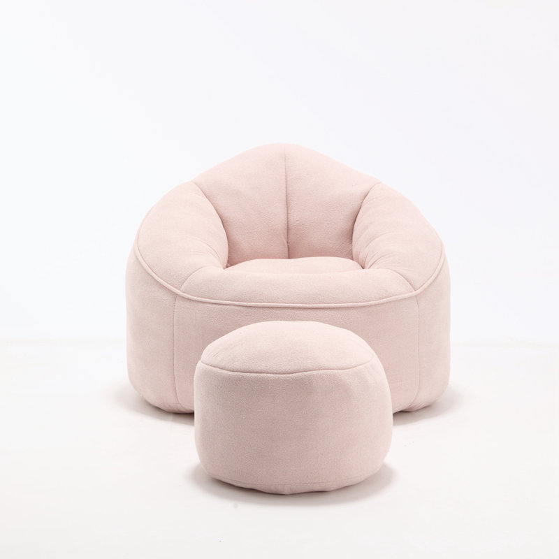 Eryn Barrel Chair with Ottoman, Pink Microfiber / Microsuede