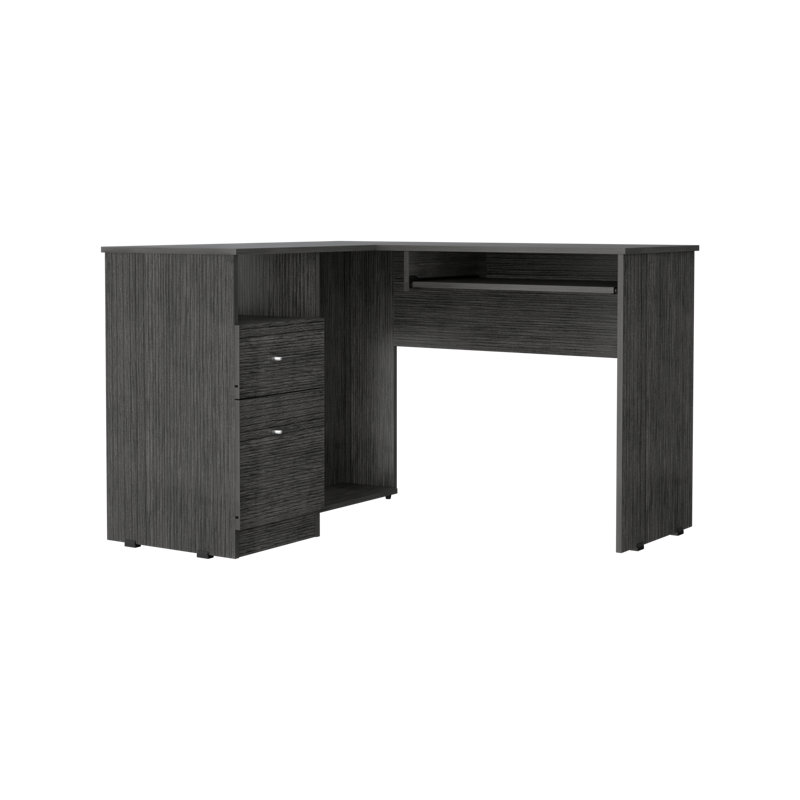 Jexiel L-Shaped Computer Desk, Smoky Oak