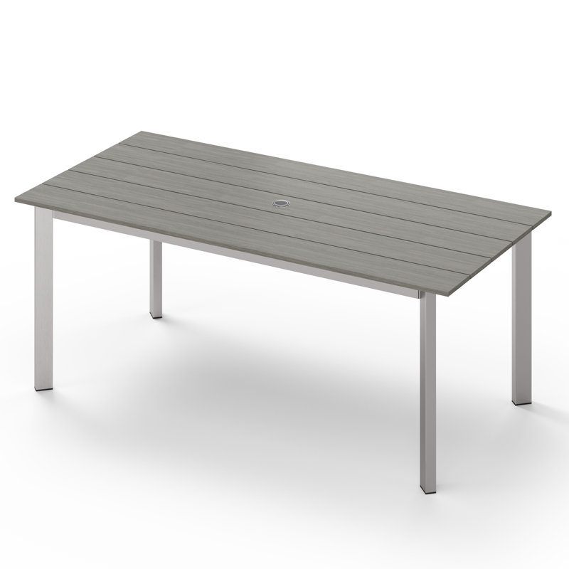 Ensemble de salle à manger d'extérieur en aluminium pour 6 personnes avec table rectangulaire en polystyrène expansé de 170 cm et chaises en textilène