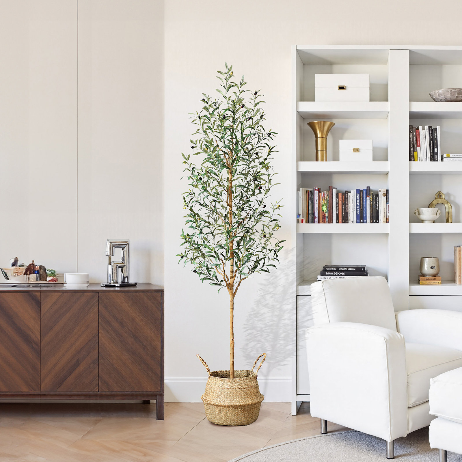 Adcock 84" Olive Tree in Pot, 84" H x 24" W x 24" D