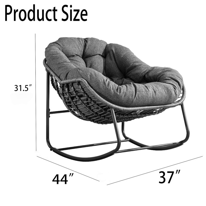 Chaise berçante d'extérieur en osier Makalia, Orange