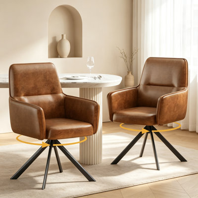 Chaises de salle à manger pivotantes en similicuir Mid-Century 