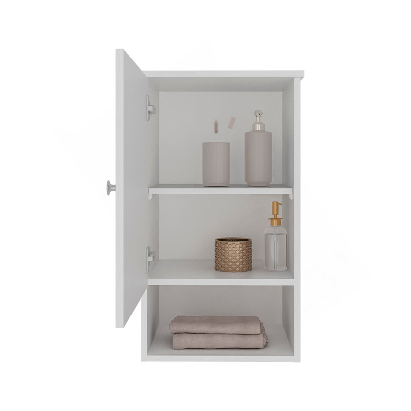 Armoire à pharmacie de 28 po de haut Bathbi avec deux tablettes intérieures et une tablette ouverte, Blanc