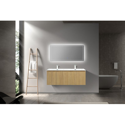 Ensemble de meuble-lavabo flottant double 48 "avec comptoir blanc Massias