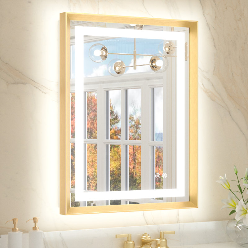 Miroir de salle de bain Dineen, Doré, 28 po x 20 po