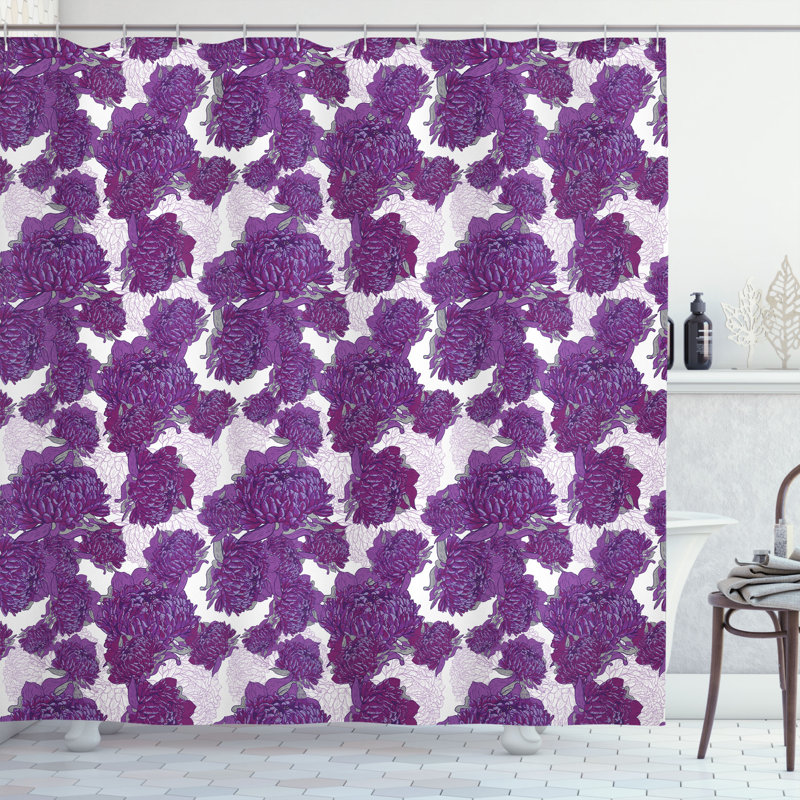 Floral Shower Curtain with Hooks Included, 69" W x 84" L