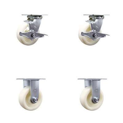 Caster Set with Roller Bearings 2 Brake 2 Rigid
