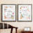 Spring Bird Love - Natural History Print, Matted and Framed Under Acrylic Glass, Set of 2, Study and Living Room Wall Art