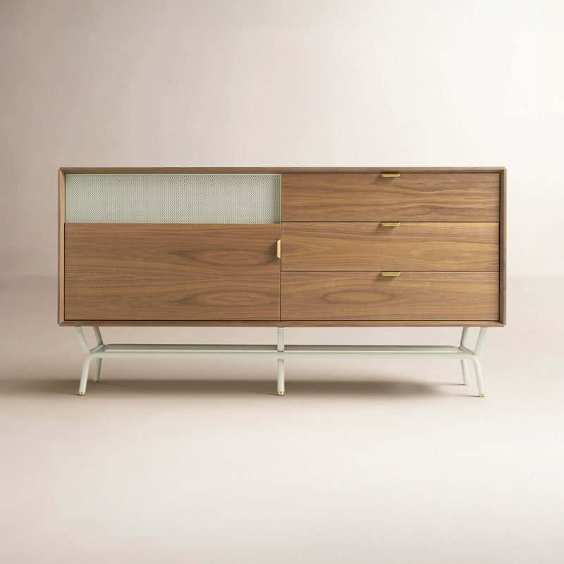 Dang 56'' Media Console, Walnut/Putty Gray