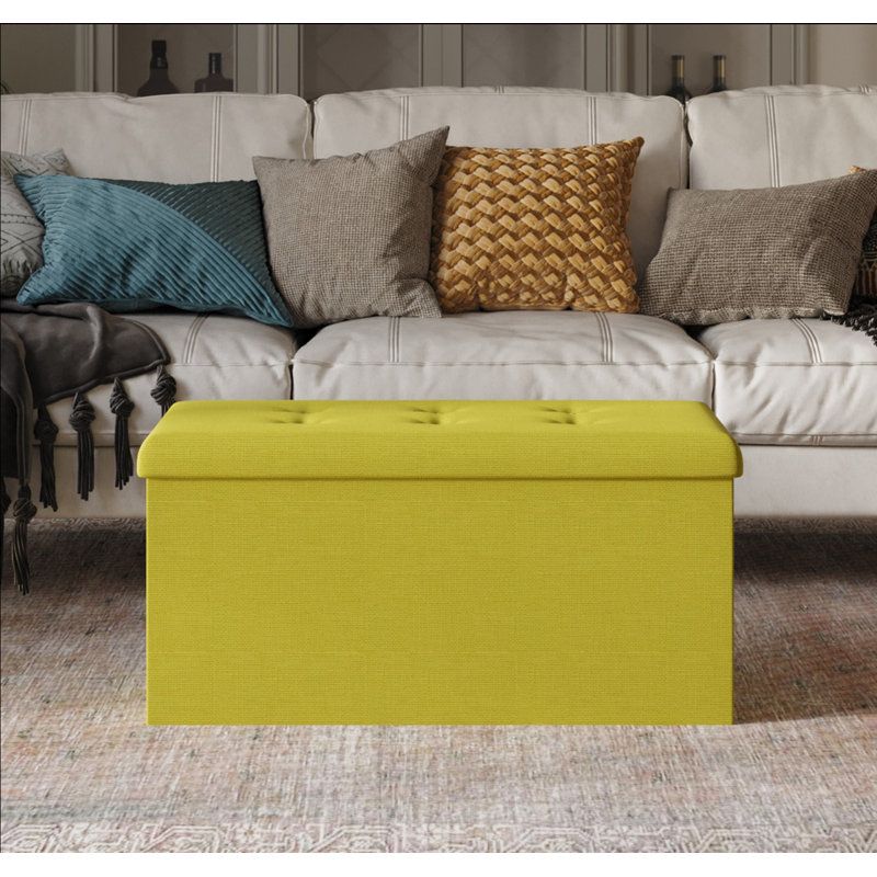 Millett Upholstered Storage Bench, Green Linen