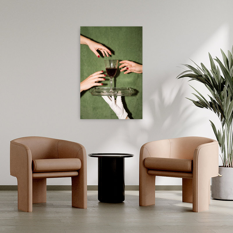 «The Wine Is Served», art mural rétro, H 36 po x l 24 po