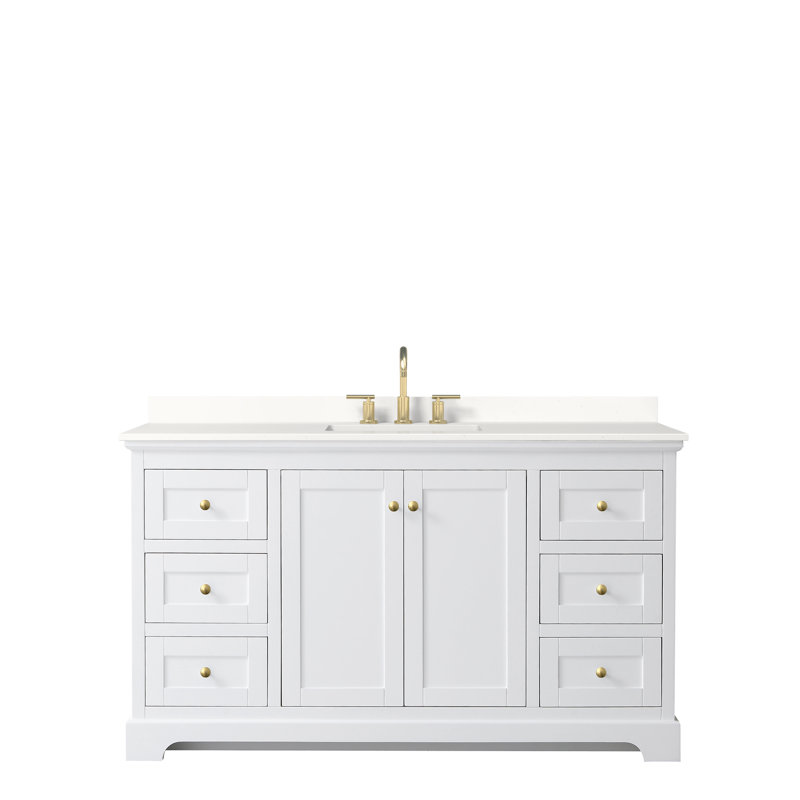 Meuble-lavabo sur pied simple avec plateau Avery, Quartz blanc, Bleu très foncé, Noir mat