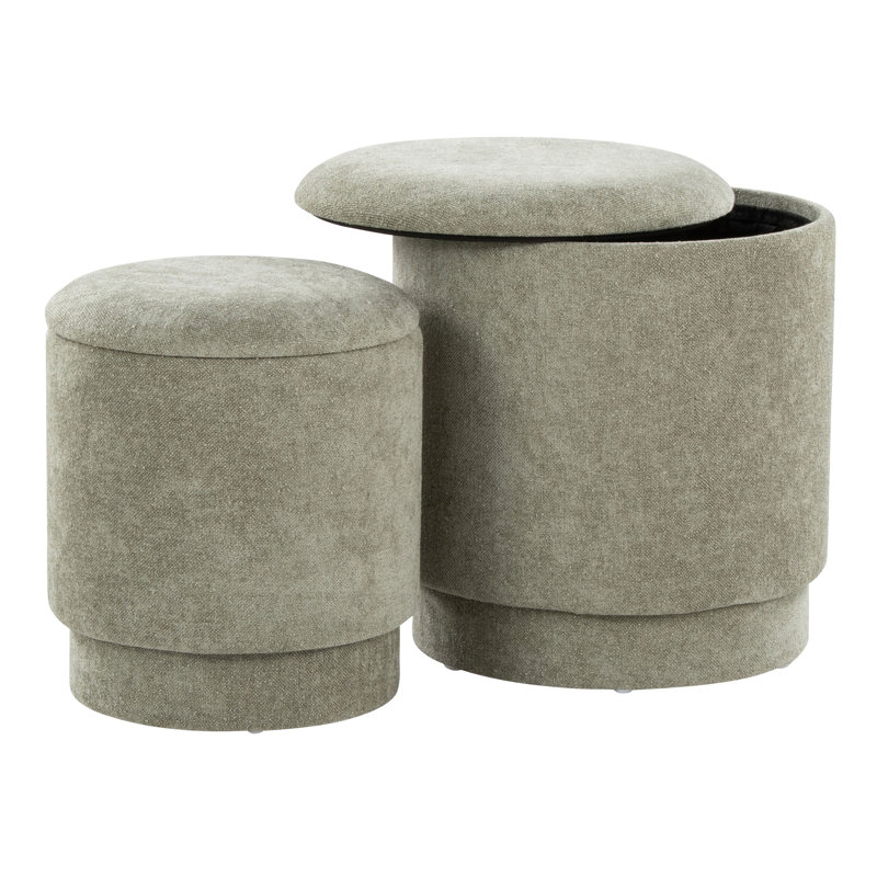 Marla Upholstered Contemporary Ottoman Set, Green