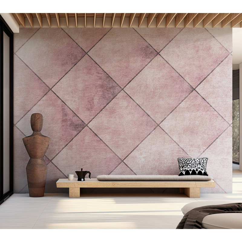 Peel & Stick Background Wall Mural - Terracotta Tiles, Pink, 57"Wx41"L