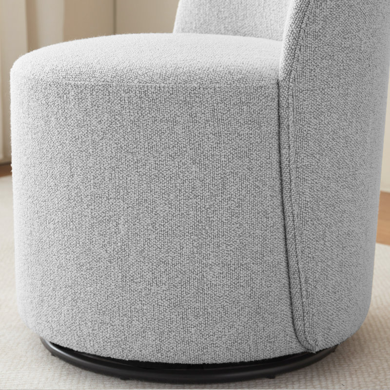 Upholstered Fully Assembled Swivel Dining Chair, Boucle Gray