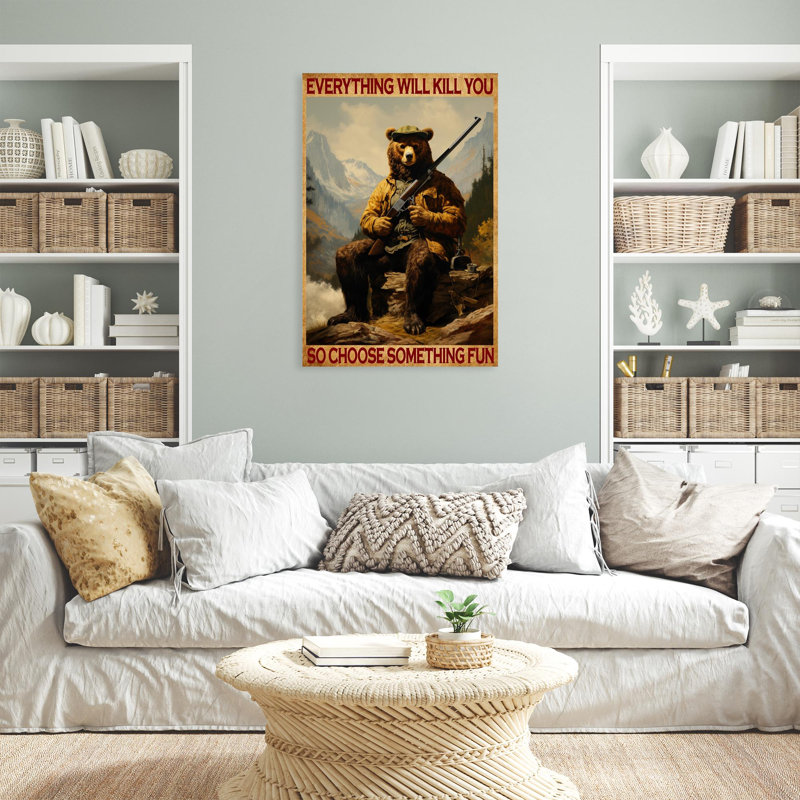 Chasse à l'ours, choisissez donc quelque chose d'amusant - 1 pièce, chasse à l'ours, choisissez quelque chose d'amusant - 1 pièce, reproduction d'art graphique sur toile tendue sur toile tendue