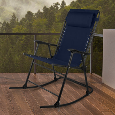 Rocking Chair Outdoor Furniture - Folding Chair Rocker with Adjustable Pillow - Camping, Front Porch, or Patio Furniture by Lavish Home by Arlmont & Co.