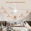 Ventilateur de plafond de 52 pouces avec lumière, ventilateur de plafond à DEL à éclairage silencieux avec télécommande pour la chambre à coucher, le salon, la cuisine, 3CCT, 6 vitesses, réversible, à intensité variable, minuterie, mémoire-2145054755