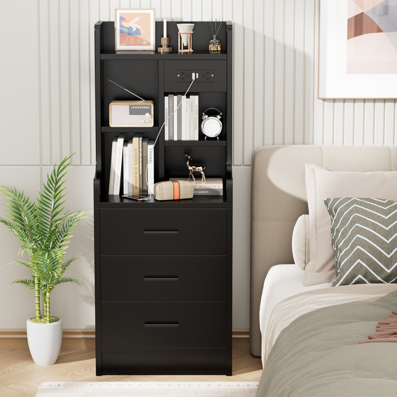 Rosibel 17.7'' W Nightstand, Black