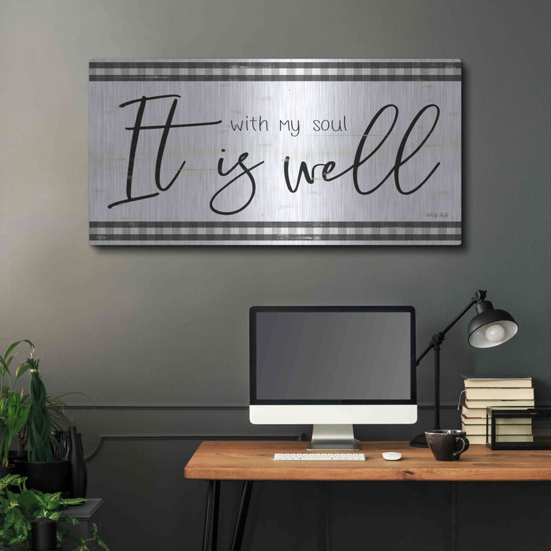 «It is Well Plaid» par Cindy Jacobs, art mural en métal, 48 po x 24 po