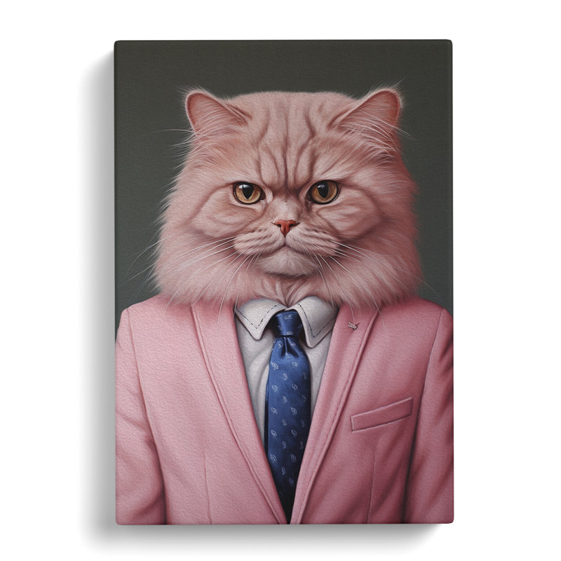 Persian Cat In A Suit - No Frame Print, 60cm H x 40cm W x 3cm D