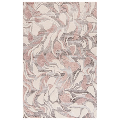 Glendell 740 Hand Tufted Wool/Cotton Abstract Indoor Use Only Rug in Pink/Ivory