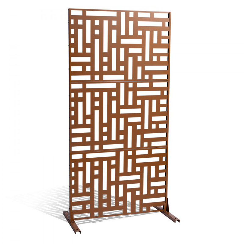 Metal Privacy Screen Outdoor Privacy Screens & Panels for Patio, Brown, 193cm H x 119.4cm W x 50.8cm D