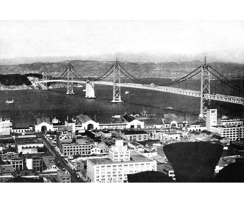 «Red Barrel Studio®», art rétro sur toile tendue par San Francisco Gallery: pont d'Oakland Bay, San Francisco, CA # 2