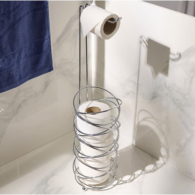 Support de rangement pour papier hygiénique en métal argenté de 26 po de hauteur