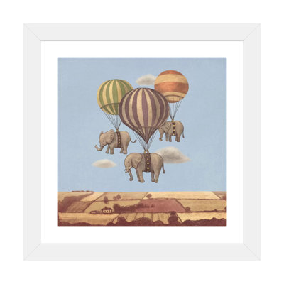 " Flight Of The Elephants Blue Square " by Terry Fan