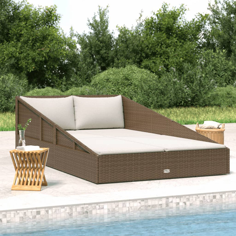Brunhildis 80" Long Single chaise with Cushions, Brown