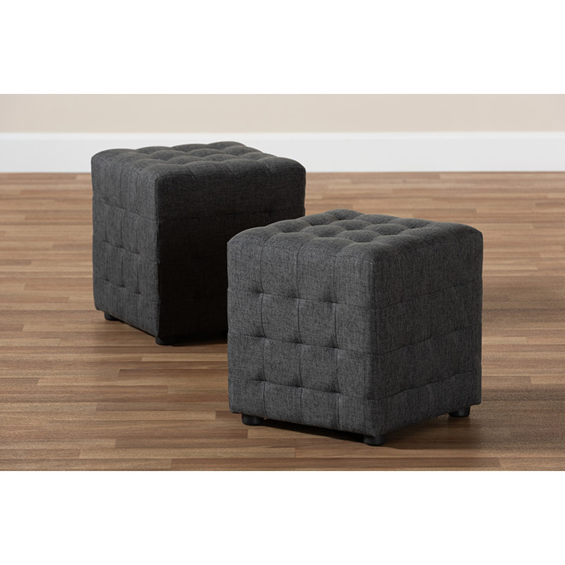 Burna Upholstered Ottoman, Charcoal