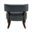 Fauteuil demi-tonneau de luxe en velours gris neutre avec cadre en bois massif pour le salon