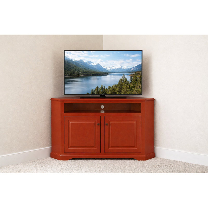 Meuble télé d'angle en bois massif pour téléviseur de 65 po ou moins Inouye, Rouge vif