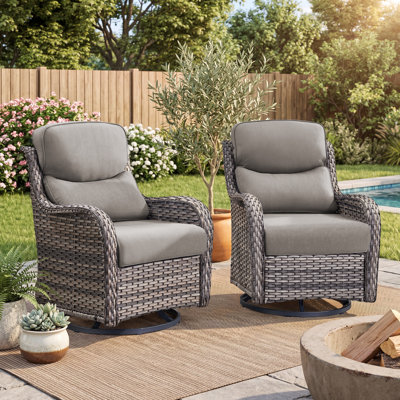 Ensemble de sièges d'extérieur Smile pour 2 personnes, fauteuil pivotant en résine tressée avec coussins