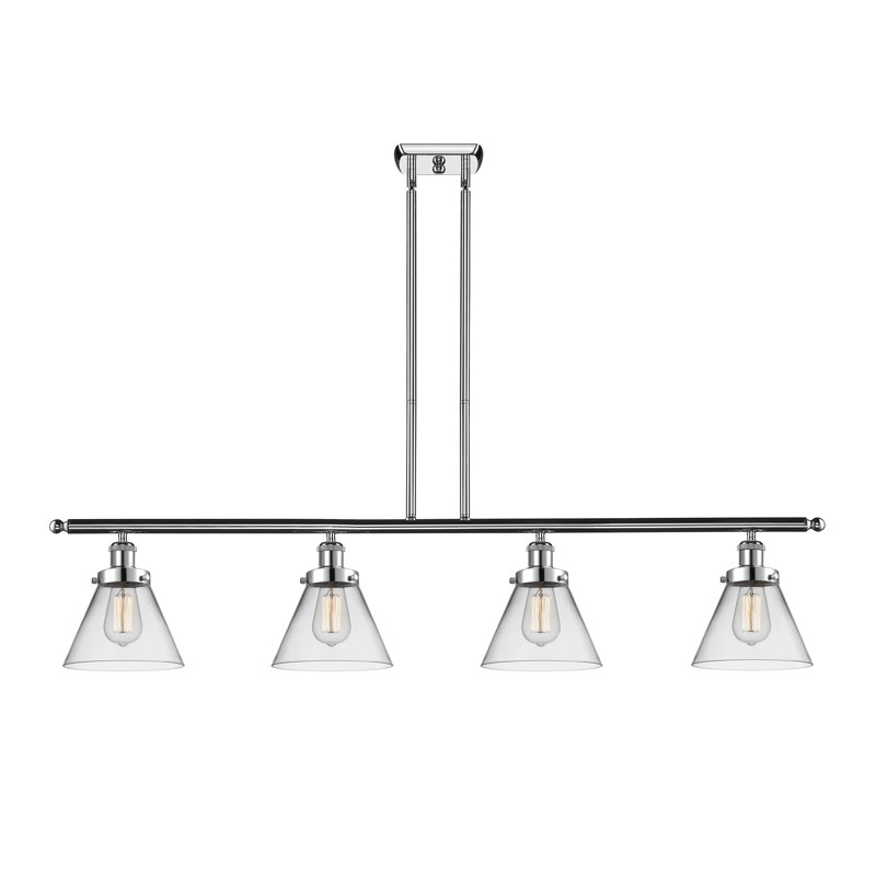 Luminaire pour îlot 4 lumières Cone, DEL, Chrome poli, Clair