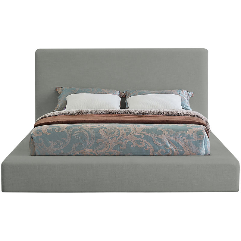 Ishia Upholstered Platform Bed, Grey Linen, King