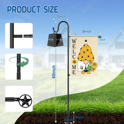 Garden Flag Stand, Heavy Duty Flag Pole Holder with Shepherd Hook