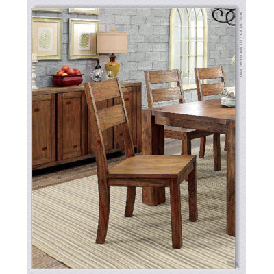 Dark Oak Rustic Style Solid Wood Dining Chairs, Set of 2, Panel Back for Comfort and Elegance