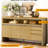 3-Door 60-Inch Drawer Sideboard, Ash Veneer , Multi-Scenario Living Room Use-1908116920